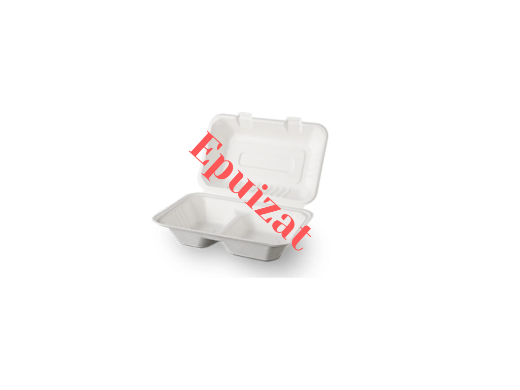 Box meniu din trestie de zahăr Caserolă divizată din trestie de zahăr ( 230x153x80mm) - 125 Buc - greenstic.ro