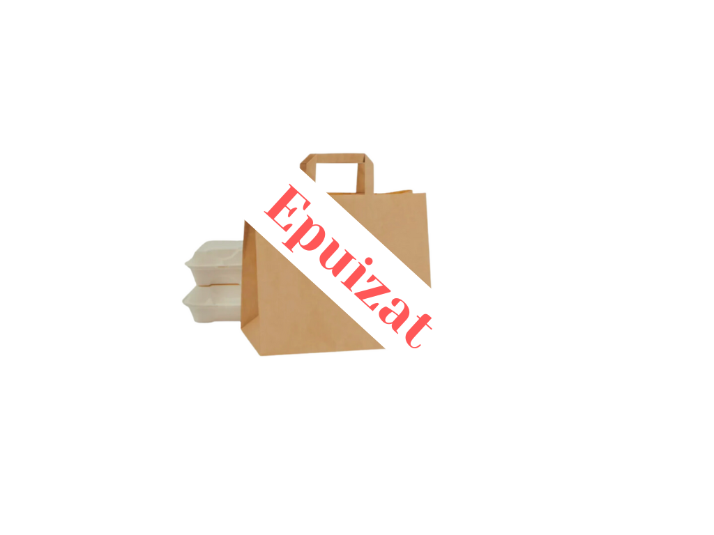 Pungi și sacoșe Pungi hârtie natur cu mâner 320x250x220 mm - 250 buc/set - greenstic.ro