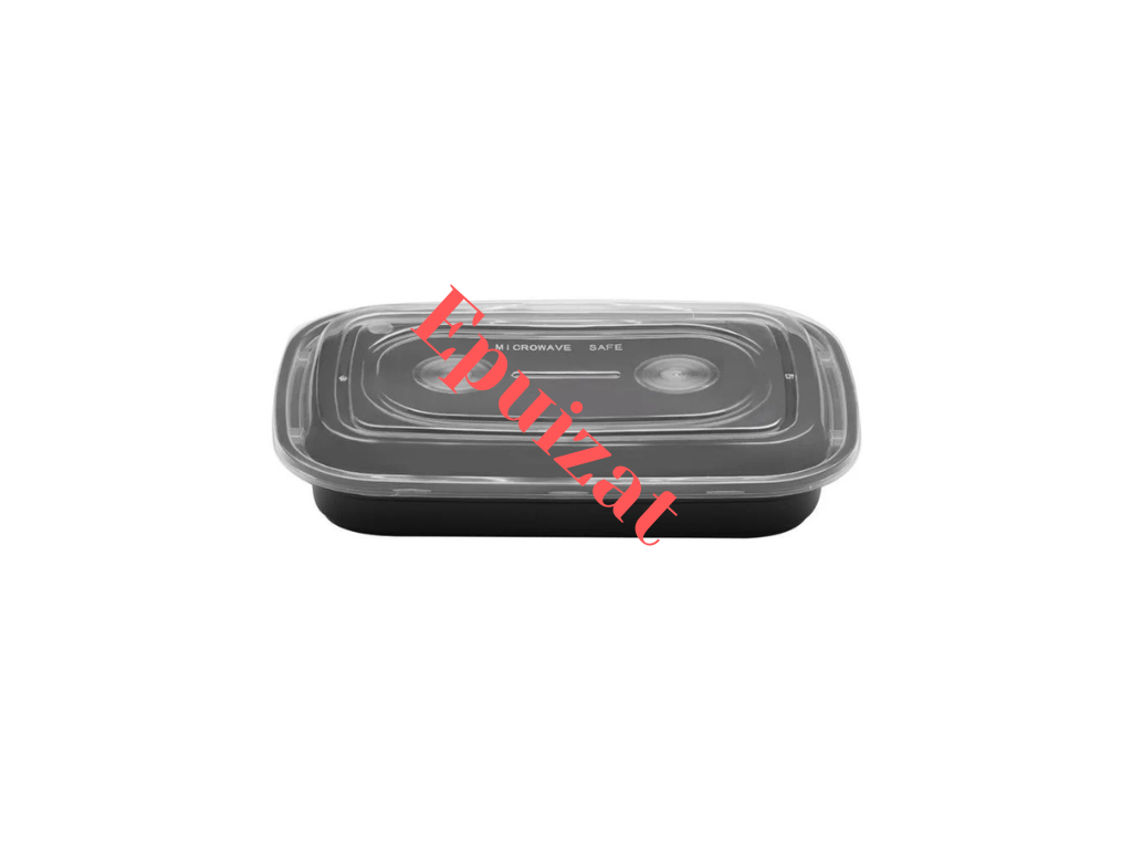 Fekete PP elviteles doboz átlátszó tetővel 1250 ml - 50 db/cs - greenstic.ro