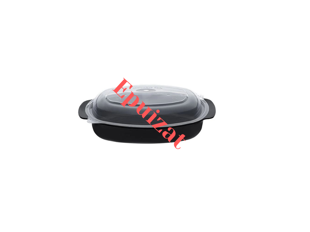 Ovális Fekete PP elviteles doboz átlátszó tetővel 1250 ml - 50 db/cs - greenstic.ro
