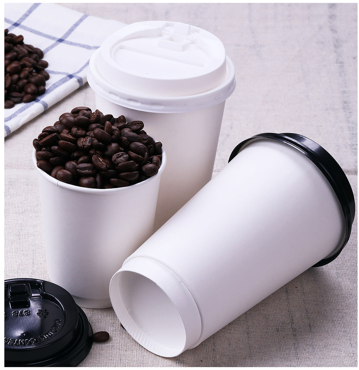 Pahar Capac negru pentru pahar de cafea ⌀90 mm - 100 buc/set - greenstic.ro