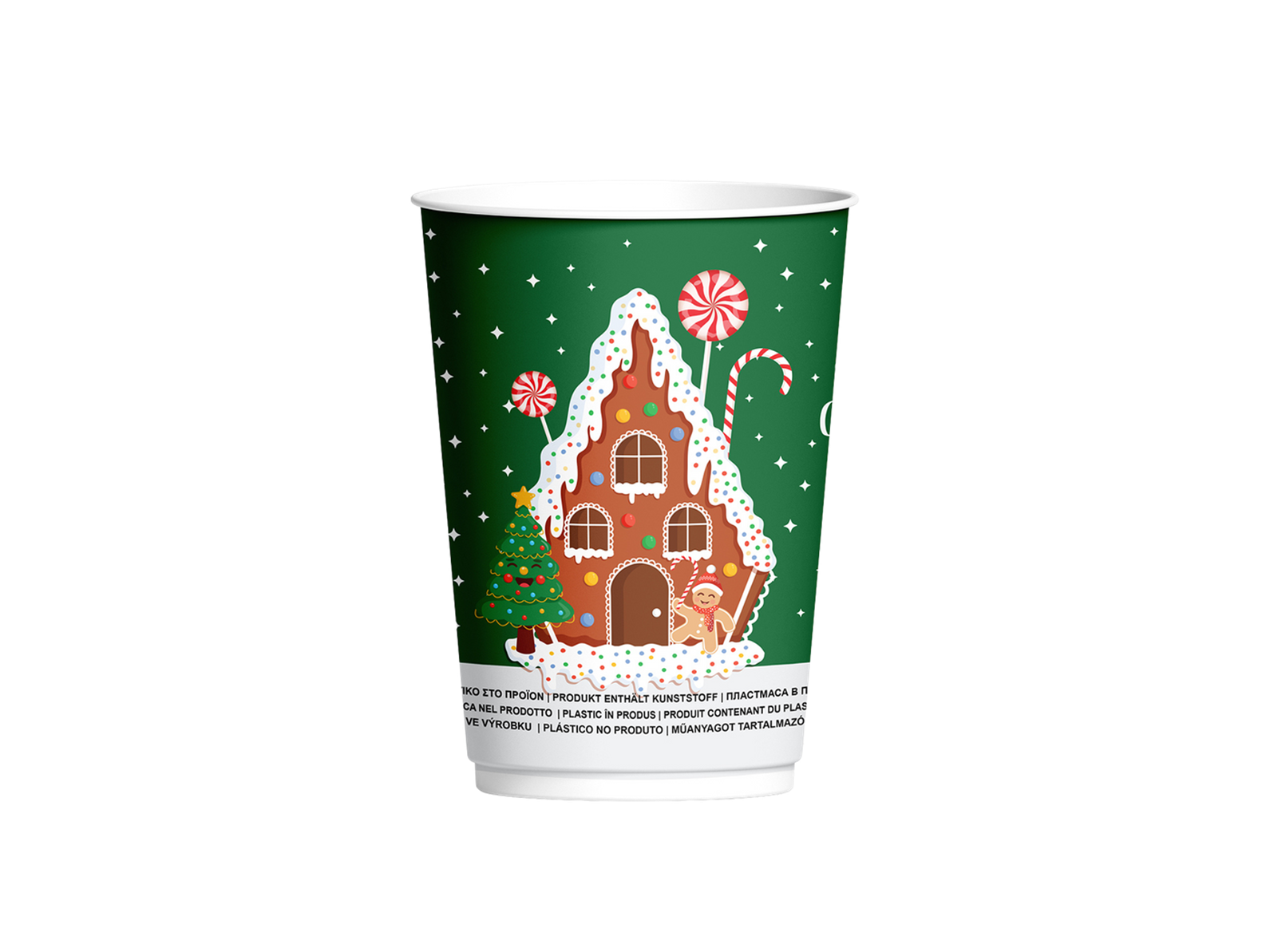 Pahar Pahar din hârtie cu peretele dublu de Crăciun (12 oz) 350 ml - 25 Buc/set - greenstic.ro