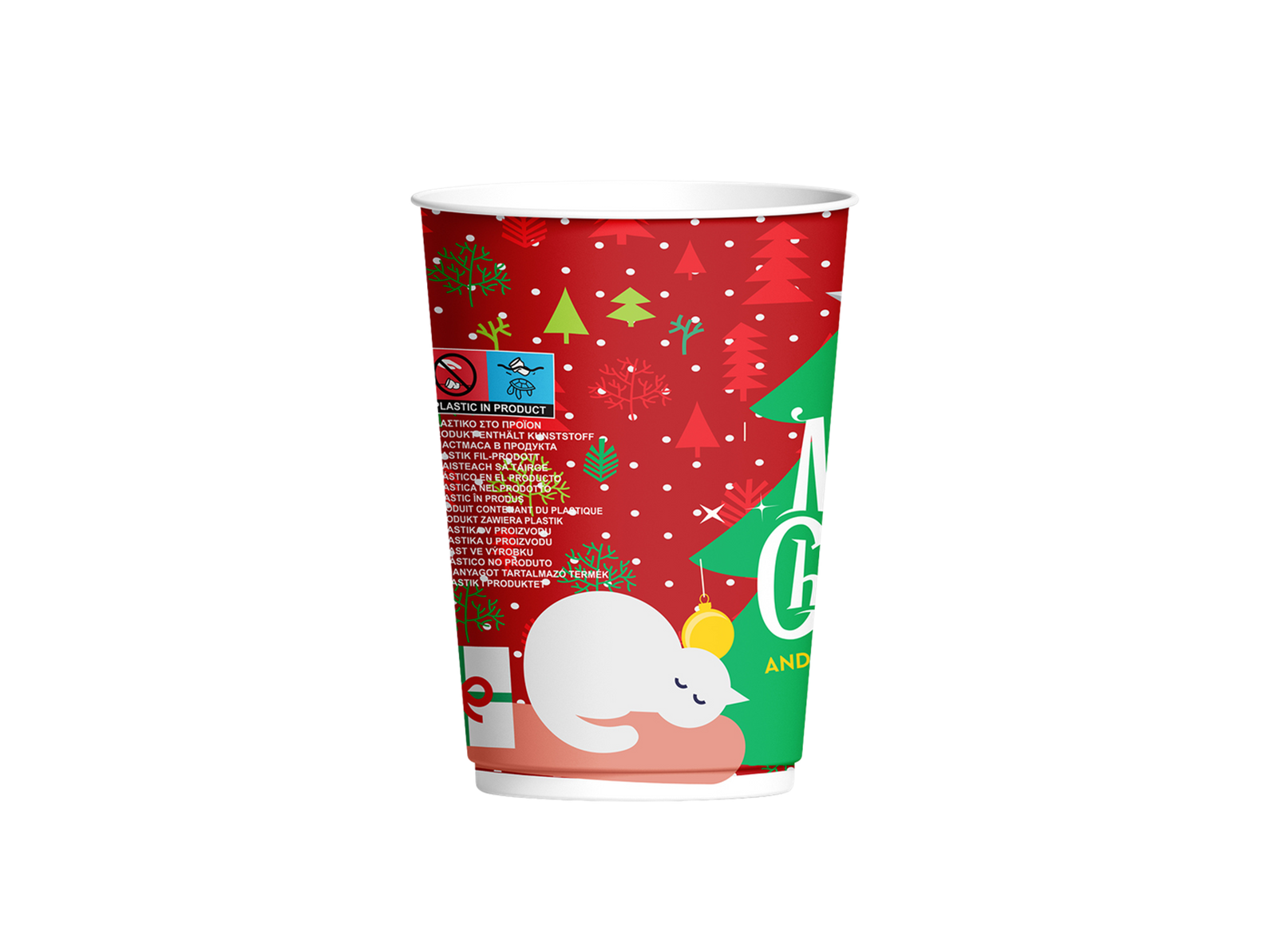 Pahar Pahar din hârtie cu peretele dublu de Crăciun (12 oz) 350 ml - 25 Buc/set - greenstic.ro