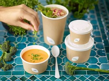 Bol supă Bol naturală kraft/alb pentru supă  (950 ml) - 50 Buc - greenstic.ro
