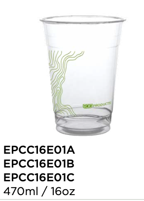 Pahar Bio din PLA 16 oz (470ml) imprimeu verde - 50 Buc
